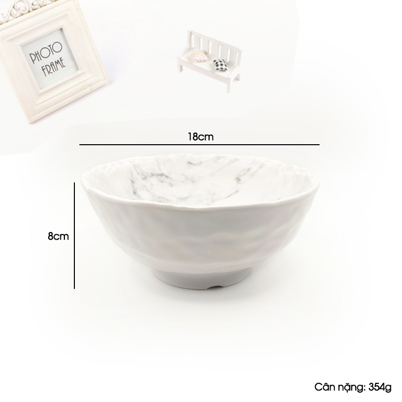 Tô tròn Melamine cao cấp dùng ăn mì, ăn bún, ăn phở vân đá