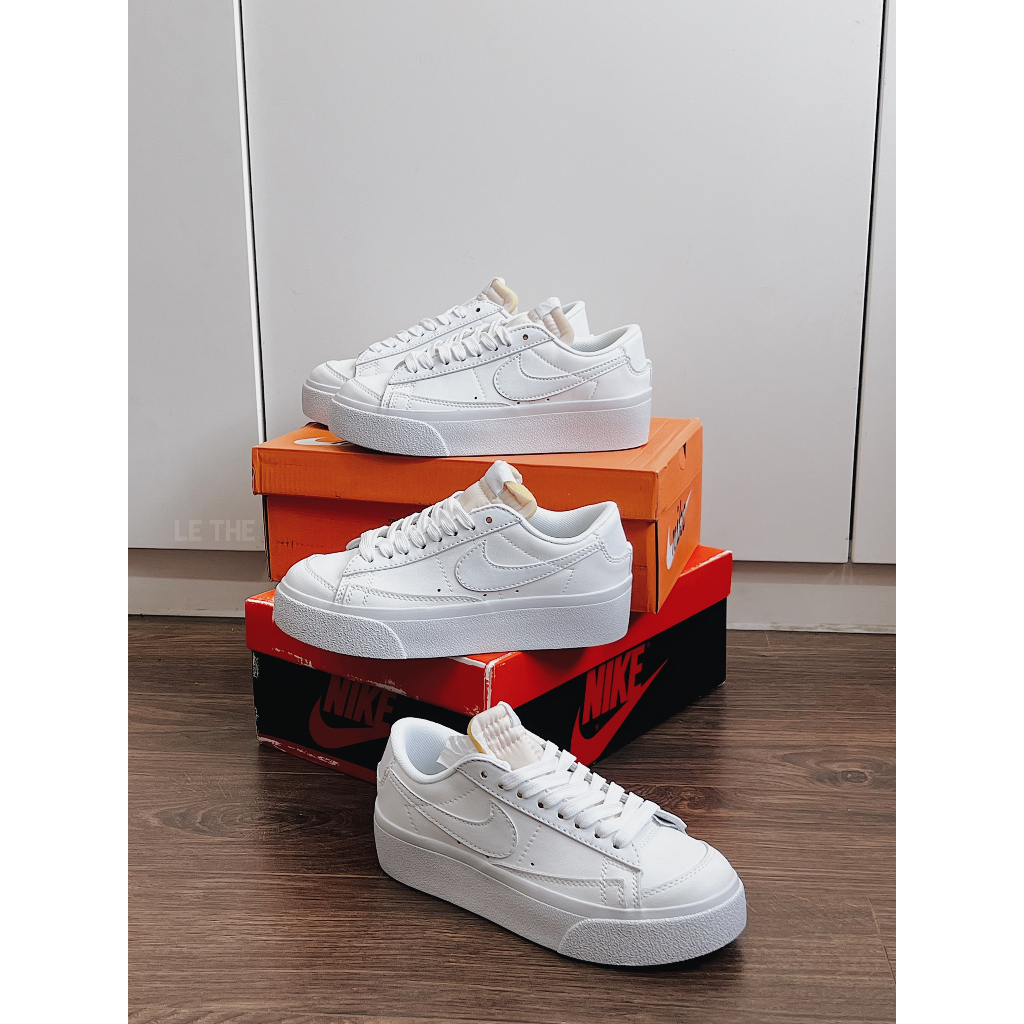 Giày thể thao sneaker  BLAZER LOW PLATFORM “White/White” blazer trắng đê cao