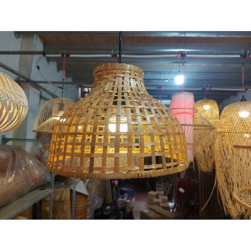 Đèn Mây Tre Hình Chao Rổ Size 36cm x H 25cm