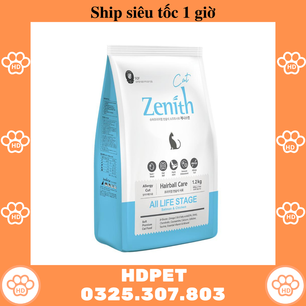 Thức ăn mèo hạt mềm Zenith cho mèo 1.2kg
