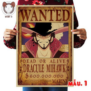Poster One Piece Shichibukai 51x36cm Vintage - Hình Thất Vũ Hải Vua Hải Tặc - Mihawks, Doffy, Hancock, Kuma, Law,...