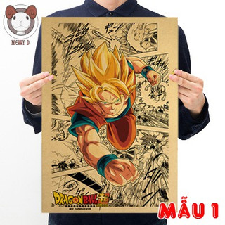 Poster Dragon Ball 51x36cm Vintage - Goku - Vegeta - 7 Viên Ngọc Rồng - Hình Trang Trí Vintage