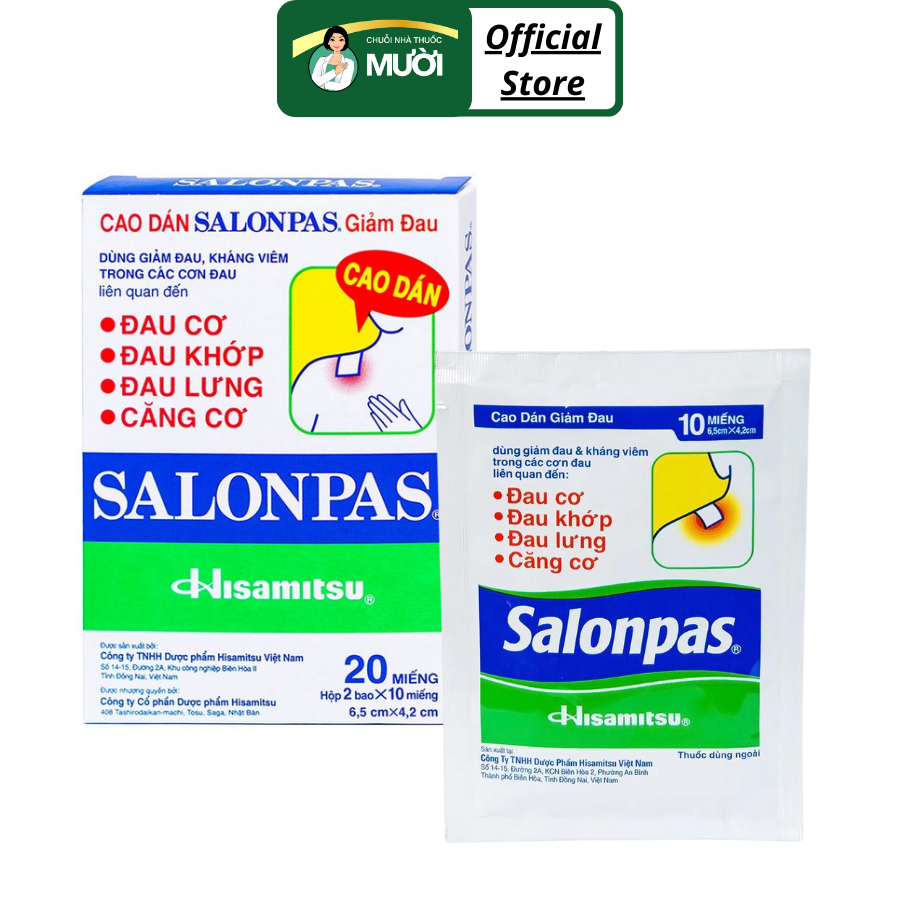 Miếng dán Salonpas - Miếng dán giảm đau nhứt mỏi cơ - Hisamitsu