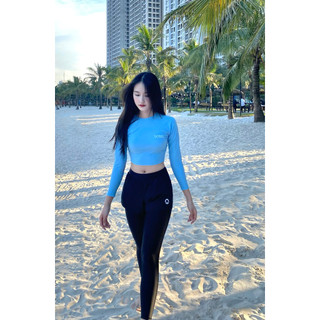 Áo Bơi Nữ Tay Dài Croptop - Basic Blue Sobie