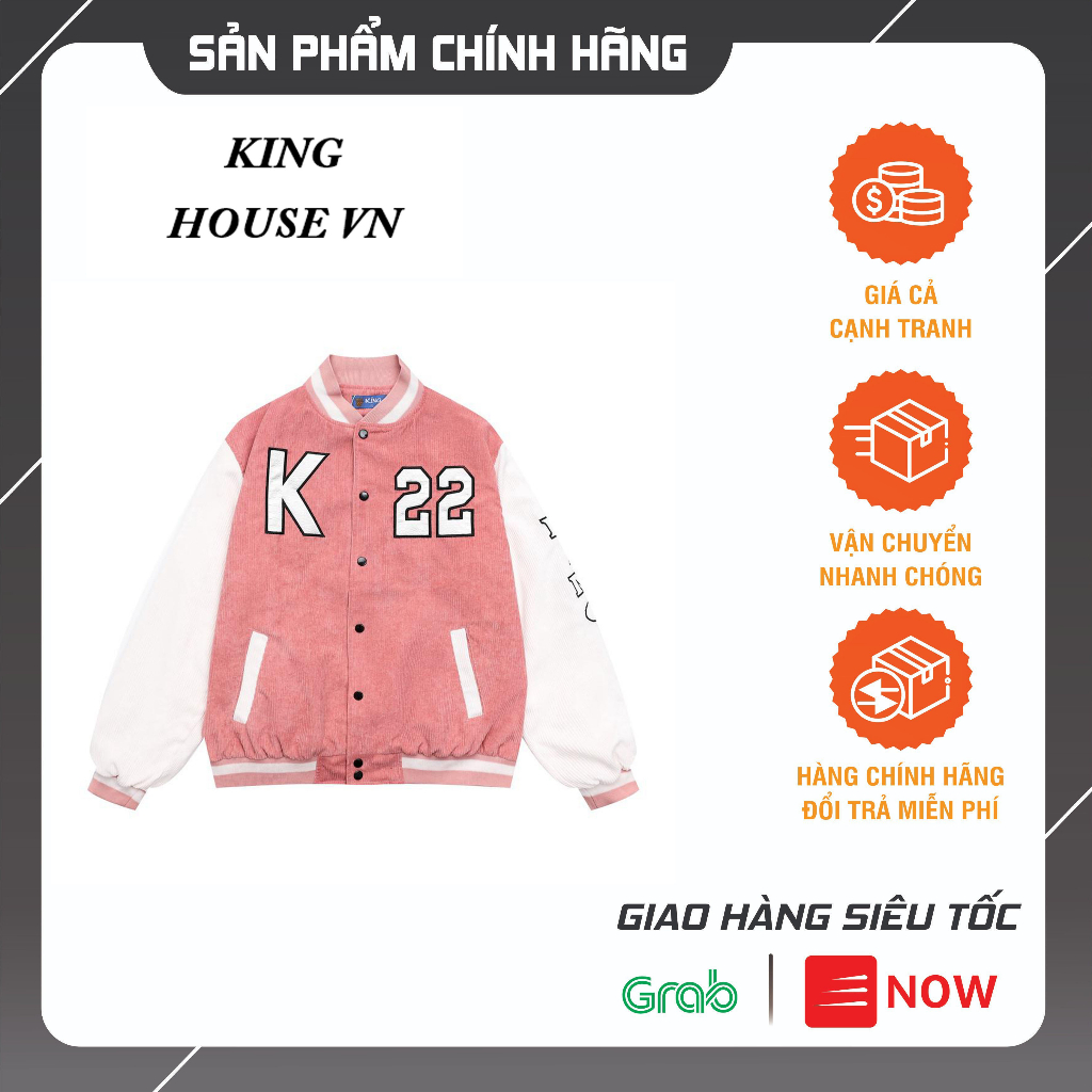 Áo Khoác Nam Nữ Nhung Tăm Jacket Varsity Graffiti King Brand Unisex V2 Màu Hồng