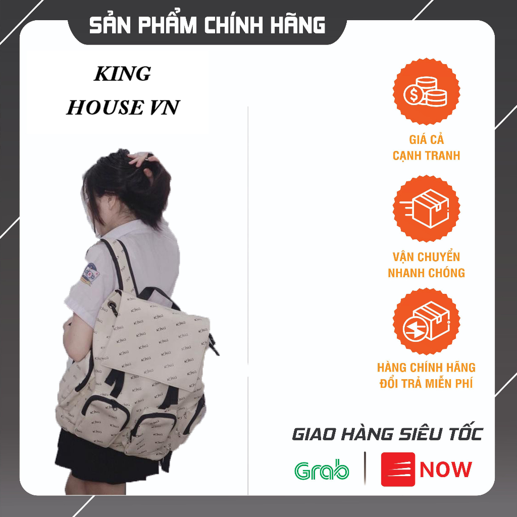 Balo Da Backpack Unisex Chống Nước Balo Backpack King - Mẫu 2 - Màu Kem