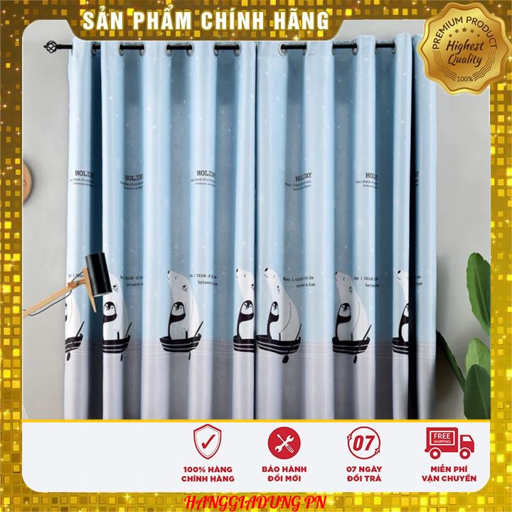 Rèm Vải Dày Dán Tường Treo Cửa 2m Chống Nắng 99% Cao Cấp  - Gấu bắc cực (tặng dây buộc) A002