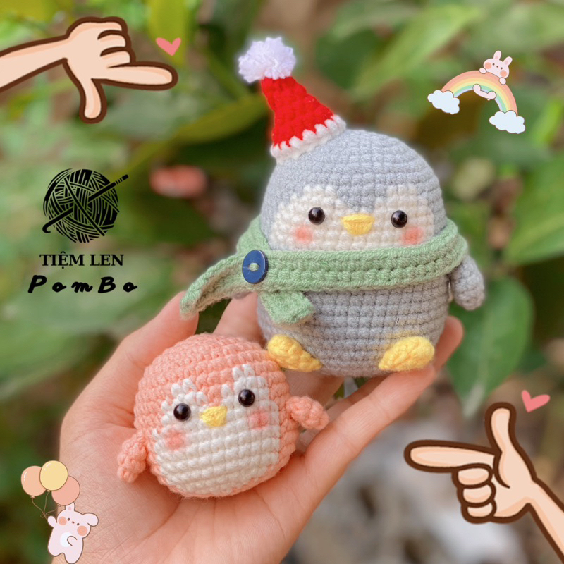 Móc khoá chim cánh cụt len, chim cánh cụt móc len, móc len