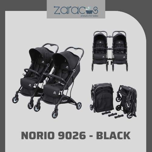 Xe đẩy đôi tách rời gấp gọn cho bé Zaracos Norio 9026 Black + Black – Zaracos Việt Nam