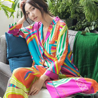 Bộ Pyjama Lụa Tay Dài Mặc Nhà / Printed Long PJ