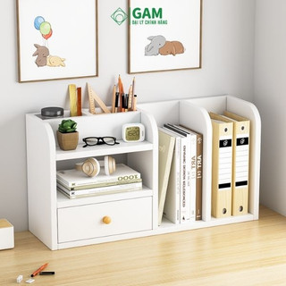 Kệ sách để bàn, kệ sách gỗ có hộc để đồ phong cách Nordic chính hãng IGA - GP176