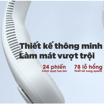 Quạt tích điện mini đeo cổ không cánh tiện lợi thông minh dung lượng pin lớn 3 cấp độ gió mạnh