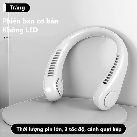 Quạt tích điện mini đeo cổ không cánh tiện lợi thông minh dung lượng pin lớn 3 cấp độ gió mạnh
