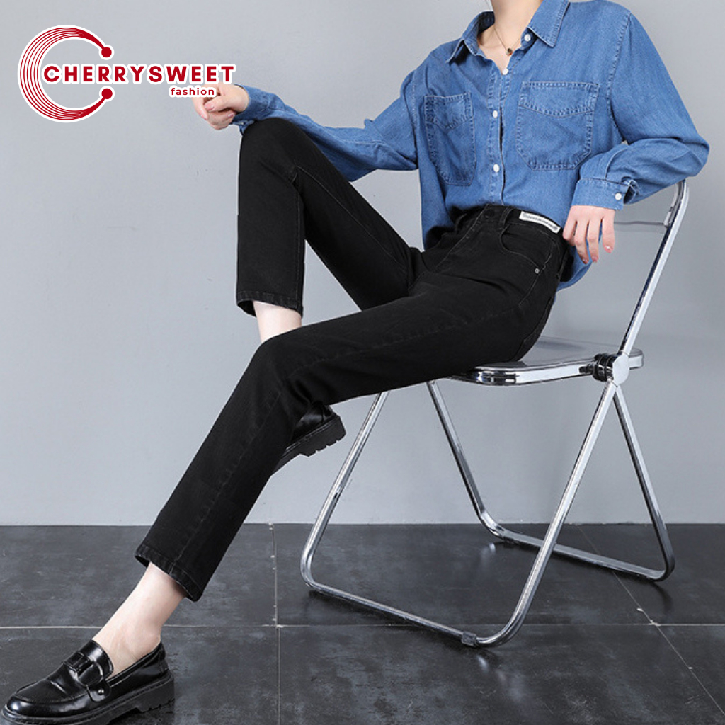 Quần skinny jean nữ CHERRYSWEET ống đứng ngắn dáng lửng suông co giãn phong cách hàn quốc chất vải bò xịn cao cấp T029