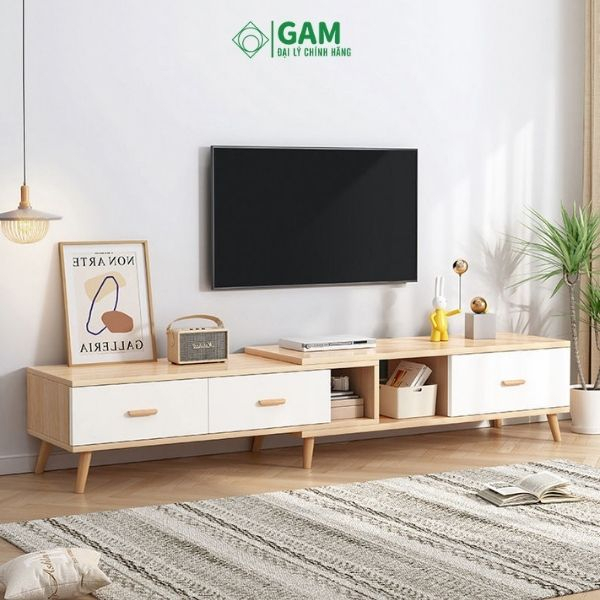 Kệ tủ ti vi để sàn thay đổi kích thước thông mình nhiều hộc chứa đồ đa năng - gp218