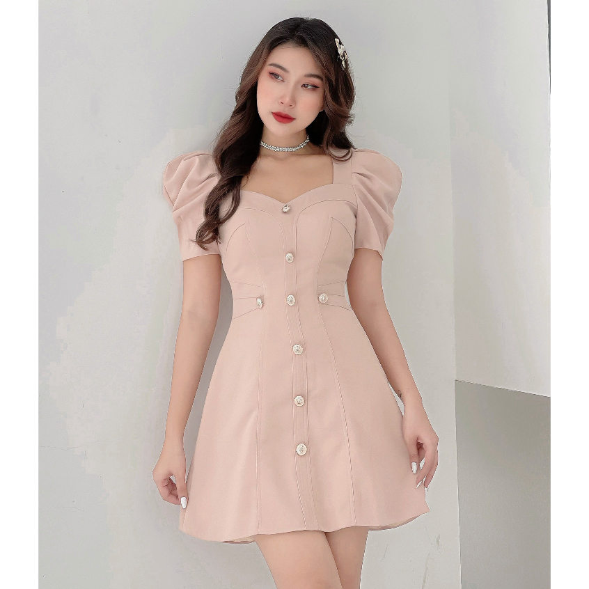 Váy thiết kế cổ vuông Nio Dress cao cấp, Đầm dự tiệc dáng chữ A tôn dáng sang trọng