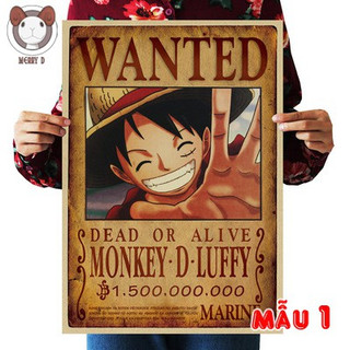 Poster One Piece Team Mũ Rơm 51x36cm Vintage - Hình Vua Hải Tặc - Luffy, Zoro, Sanji, Nami, Franky, Chopper, Robin,...