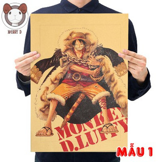 Poster One Piece Team Mũ Rơm 51x36cm Vintage - Hình Vua Hải Tặc - Luffy, Zoro, Sanji, Nami, Franky, Chopper, Robin,...