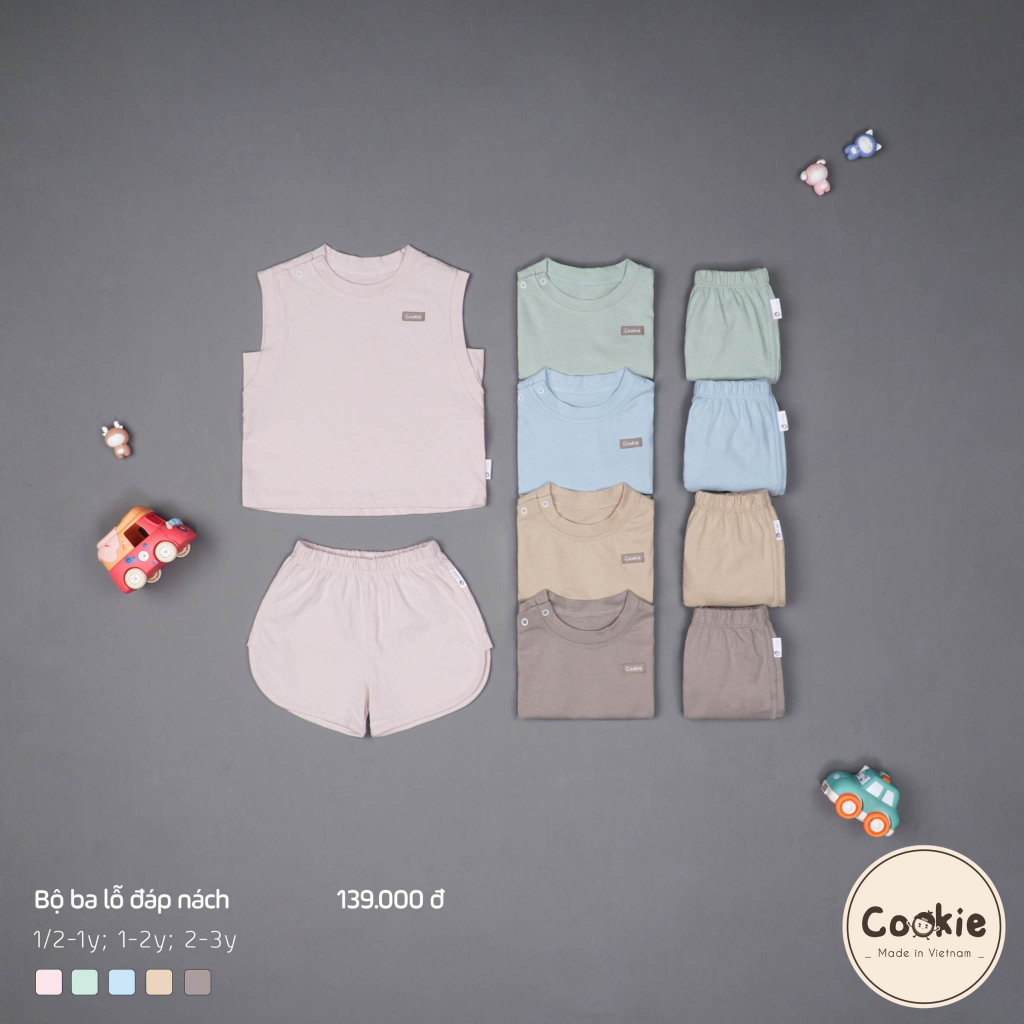 COOKIE -Bộ ba lỗ đáp nách cho bé yêu
