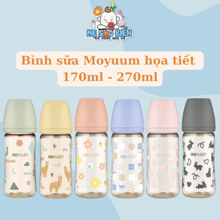 Bình sữa Moyuum chính hãng 170ml/ 270ml Hàn Quốc họa tiết mây lạc đà hoa cúc hoa tím