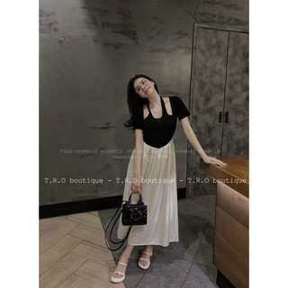 Váy cổ yếm cộc tay