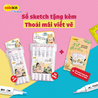 XẢ KHO MUA  2 TẶNG 1 Bút màu dạ Art Marker Thiên Long Colokit - Tặng sổ Sketch- Bộ 12/24 màu