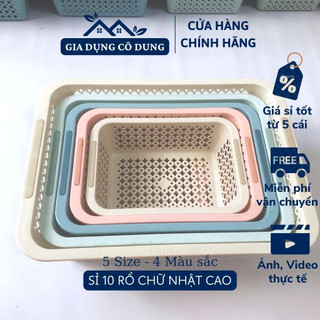 Combo 10 rổ chữ nhật cao nhựa cao cấp màu sắc nhẹ nhàng phong cách hàn quốc
