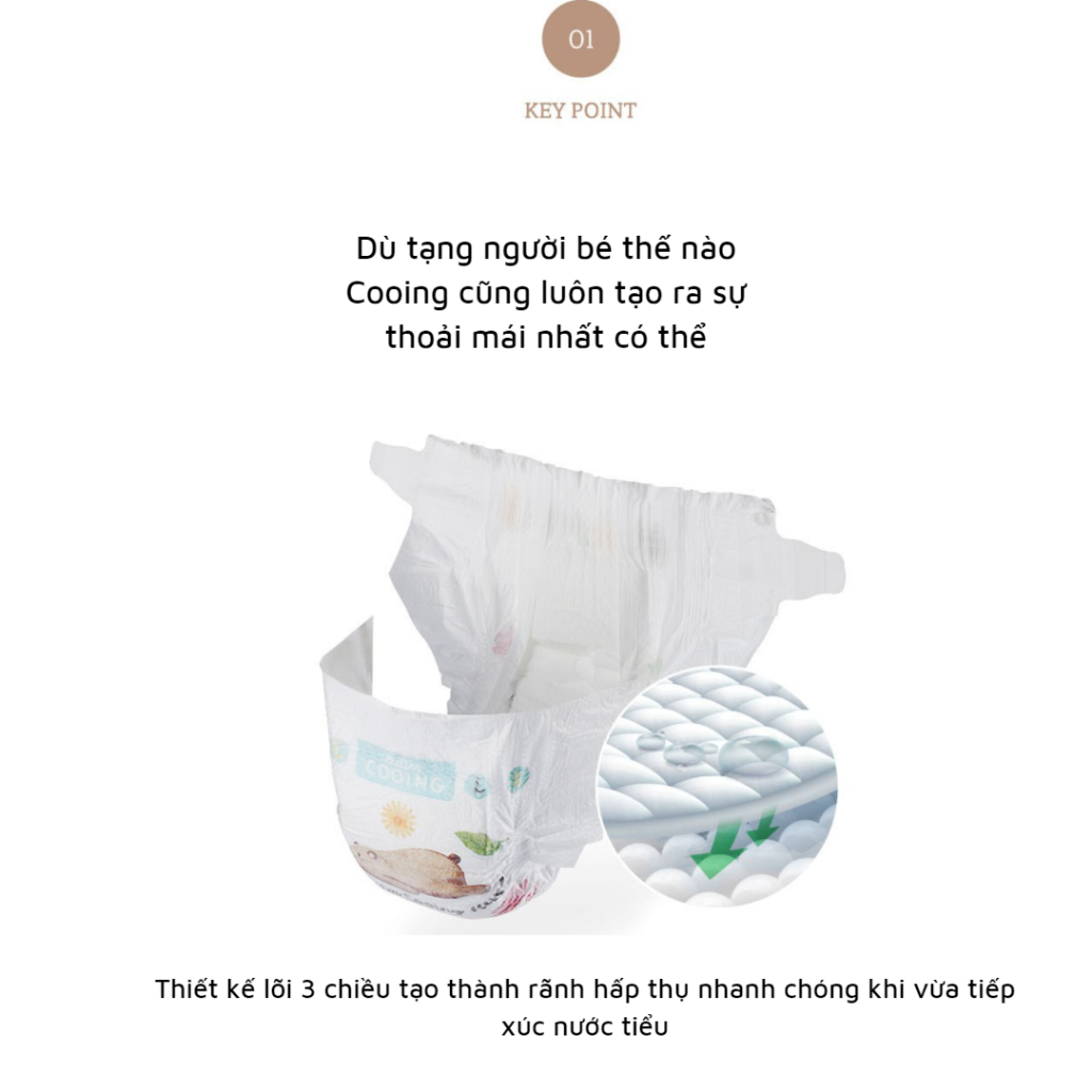 Bỉm Tã Dán/ Tã Quần Cooing Nội Địa Hàn Quốc Thấm Hút Bỉm Đêm Cho Bé Thông Thoáng Size Dán M-30/L-26M/Quần XL-22M