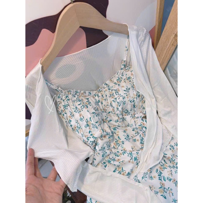 Set đầm hoa nhí xanh - Chitchitstore