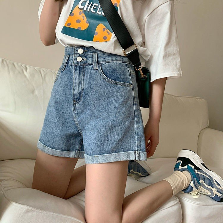 Quần Shorts Jeans Nữ 2 Cúc - Quần Short bò Nữ Cạp Cao Phong Cách Hàn Quốc BeuClothing | BigBuy360 - bigbuy360.vn