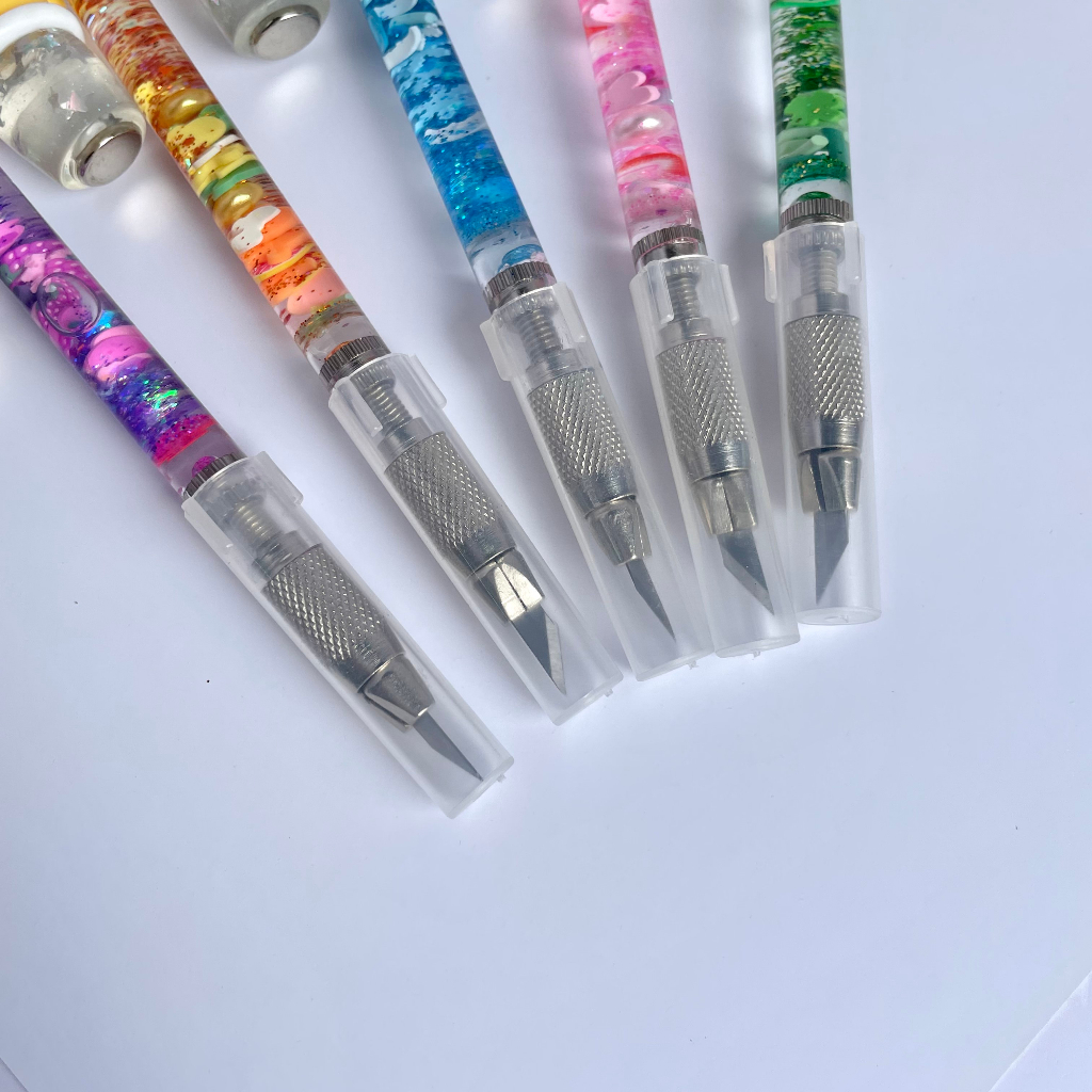 Bút rọc giấy 2 đầu charm 9cm , bút unboxing, dao washi con thú phiên bản kim tuyến BRG026