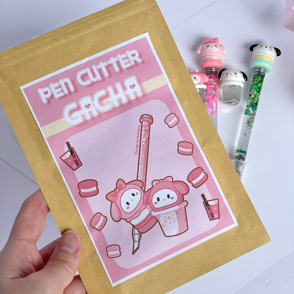 Bút rọc giấy 2 đầu charm 9cm , bút unboxing, dao washi con thú phiên bản kim tuyến BRG026