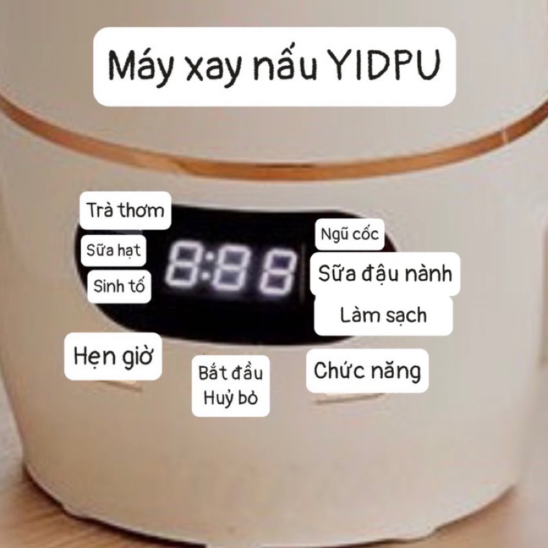 Máy xay nấu làm sữa hạt sinh tố mini cầm tay YIDPU màu trắng dung tích 1L bảo hành 12 tháng