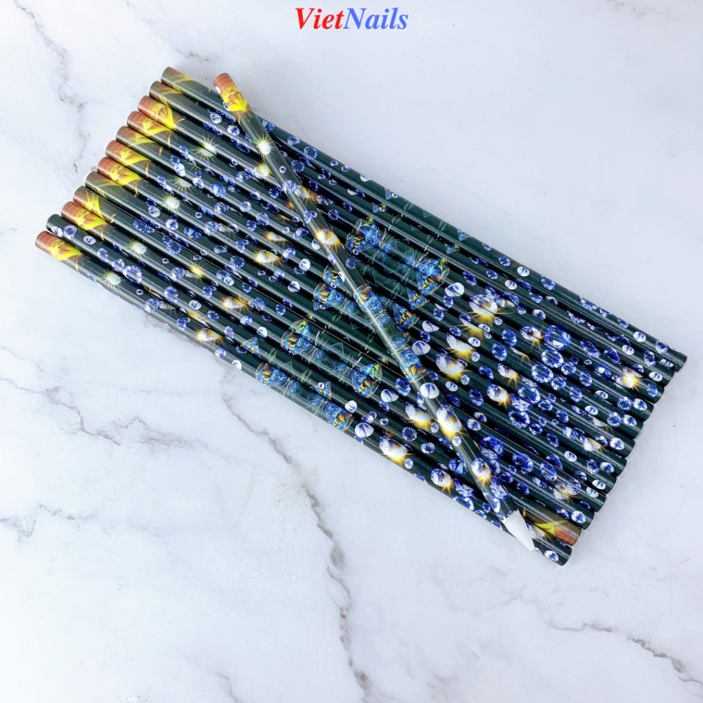 Combo Bút Nến Chấm Đá Nail Và Khay Đá Tròn Nữa Chân 12 Màu