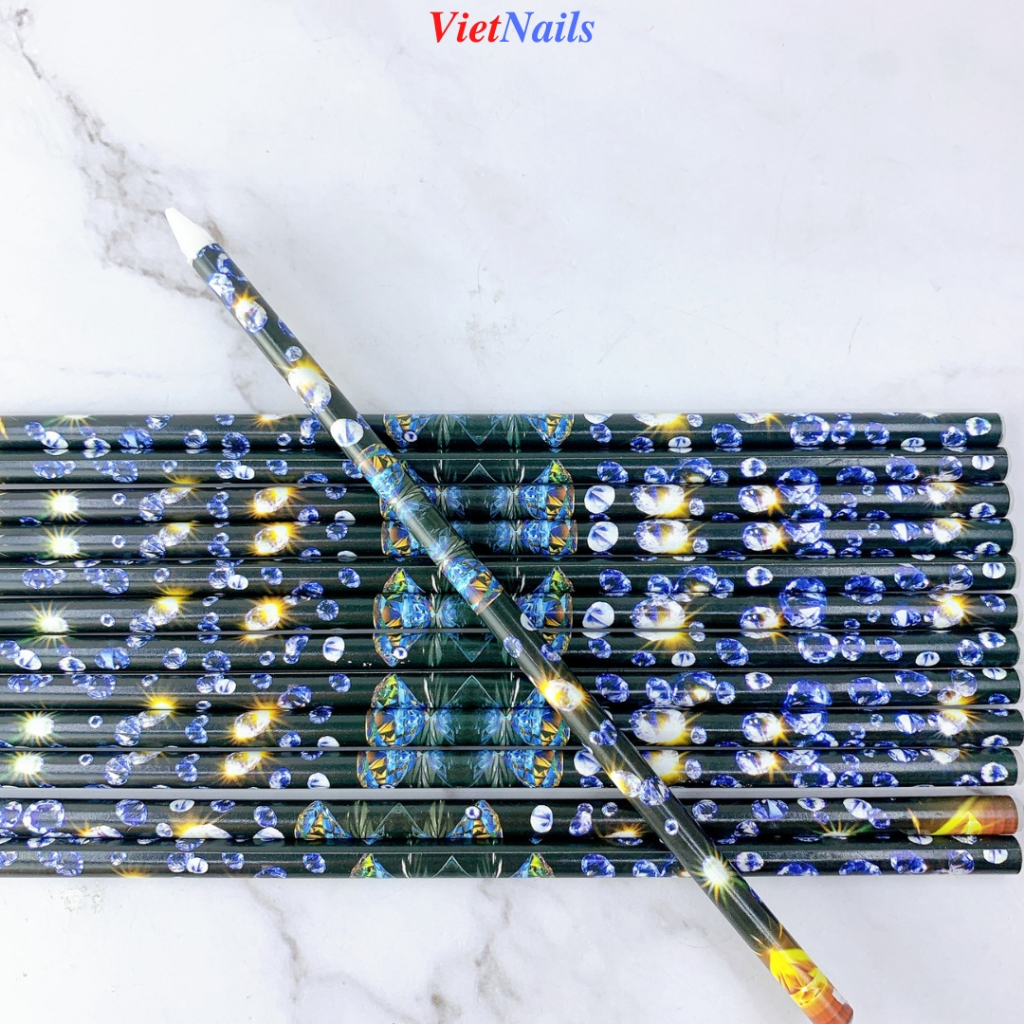 Combo Bút Nến Chấm Đá Nail Và Khay Đá Tròn Nữa Chân 12 Màu