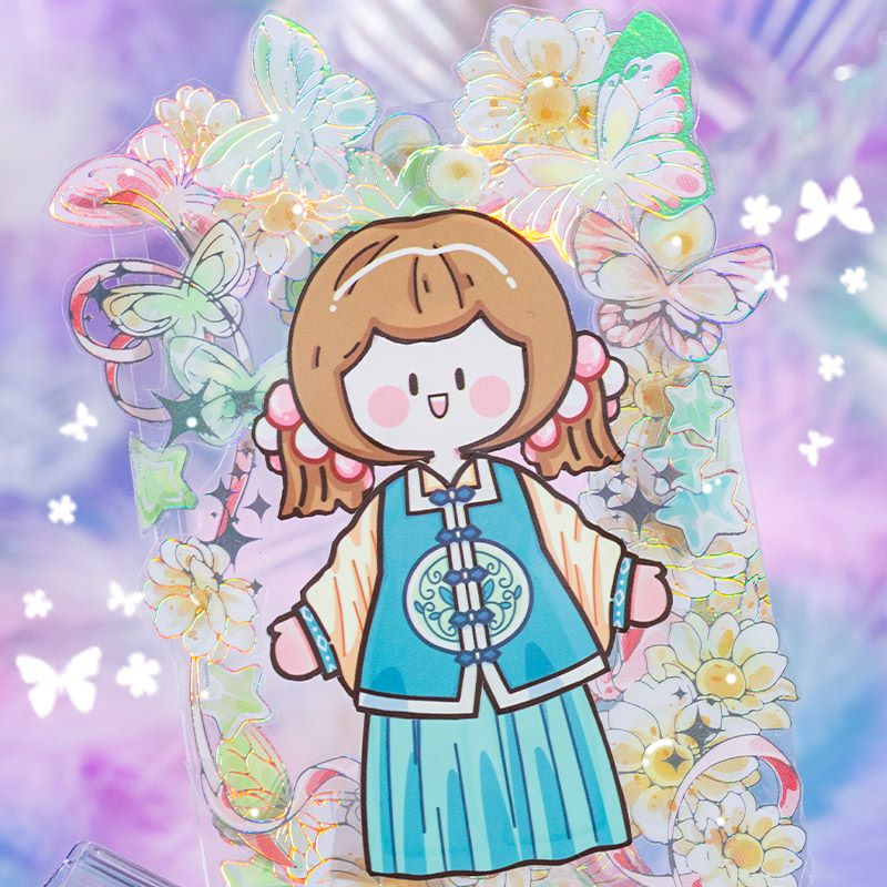 Bộ sticker cute cắt ghép quần áo bối cảnh A Quả