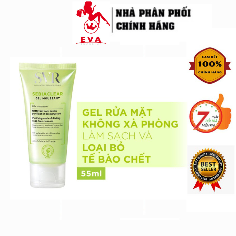 Gel Rửa Mặt Cho Da Nhờn Mụn SVR Sebiaclear Gel Moussant 55ml