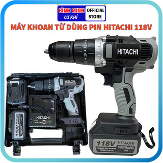 Máy khoan cầm tay HITACHI, máy khoan dùng pin mini, lõi đồng 100%, pin lithium 118v đa năng, tiện lợi, 3 chức năng