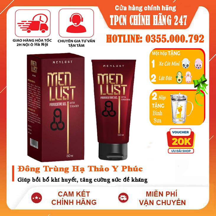 Menlust Gel Tăng Cường Sinh Lý Cực Mạnh Tăng Kích Thước Khủng Dành Cho Quý Ông Hiệu Quả An Toàn