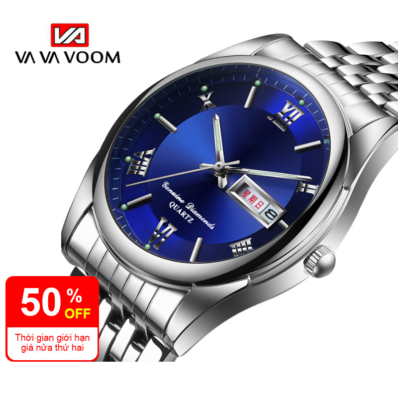 Đồng Hồ Nam Chính Hãng thạch anh VAVA VOOM lịch Dây Thép Cao Cấp Không Rỉ Kiểu Dáng Thời Trang Độc Đáo Đẹp Giá Rẻ