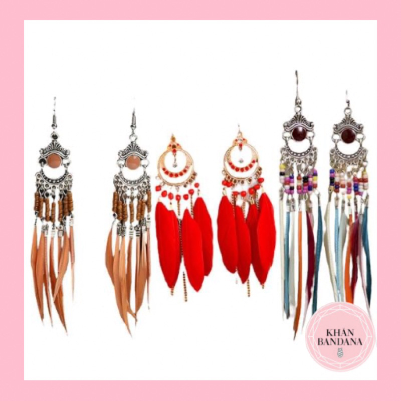 Hoa tai boho lông vũ - Khăn bandana