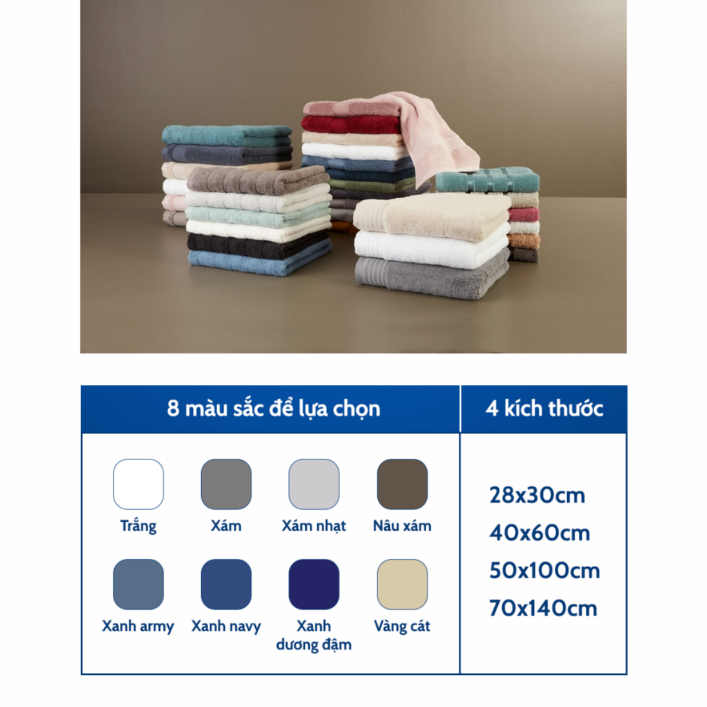 Bộ 2 khăn tắm cotton | JYSK Karlstad cùng màu | size 50x100cm