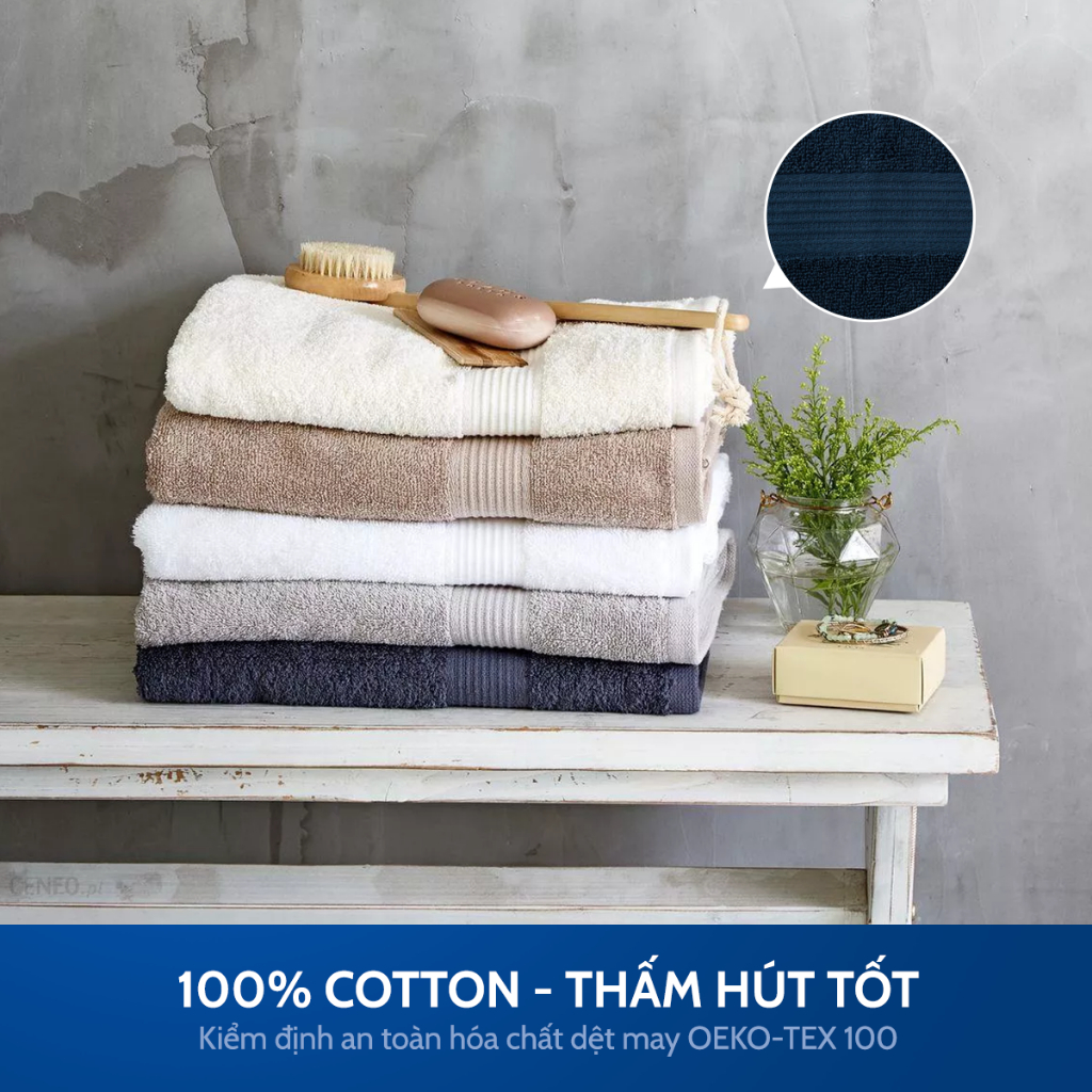 Bộ 2 khăn tắm cotton | JYSK Karlstad | nhiều màu | 70x140cm