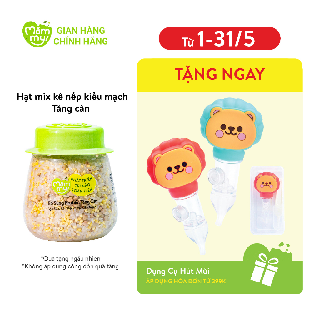 Hạt mix Mămmy cho bé ăn dặm protein tăng cân trên 6 tháng gạo sữa, kiều mạch và kê nếp, hũ 135g