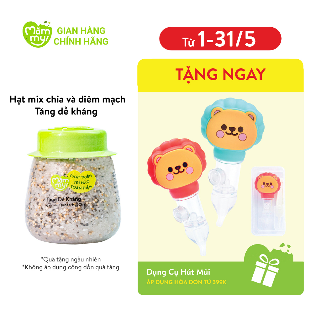 Hạt mix Mămmy cho bé ăn dặm tăng đề kháng trên 6 tháng gạo sữa, quinoa và hạt chia, hũ 130g