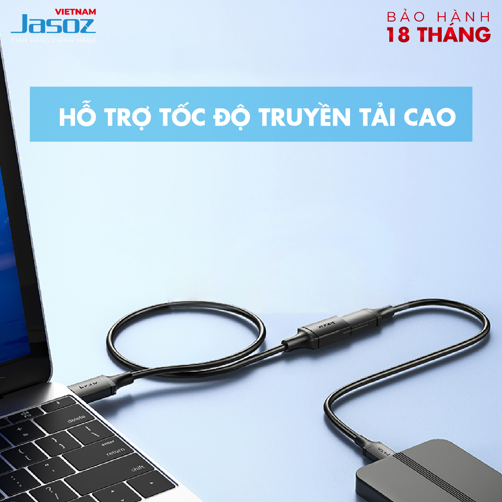 Dây nối dài USB 3.0 dài từ 1-3m Jasoz, truyền tải dữ liệu tốc độ cao, bảo hành 12 tháng