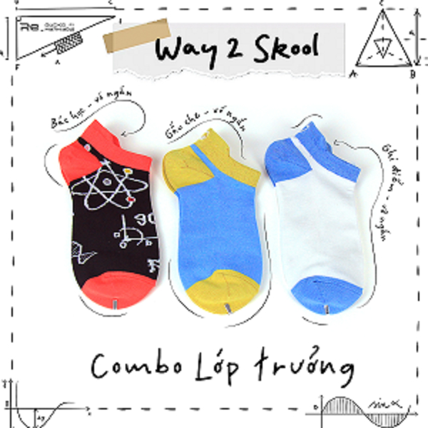 Combo Lớp Trưởng - Hộp 3 đôi vớ/tất Remarkable Vietnam - BST Học Đường - Thời Trang, Mềm mịn, Thoáng khí