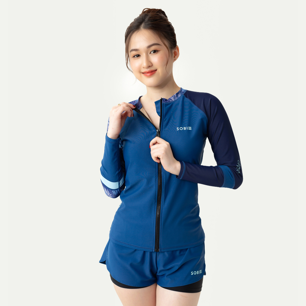 Áo bơi nữ tay dài khoá kéo Harmony Galaxy Sobie
