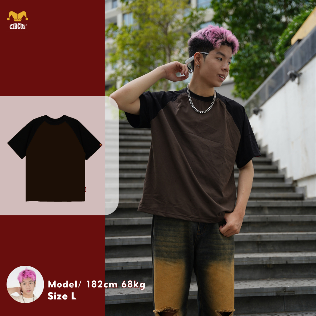 Áo thun Raglan trơn form boxy unisex oversize Local Brand Circus 100% Cotton - Mã Basic R00