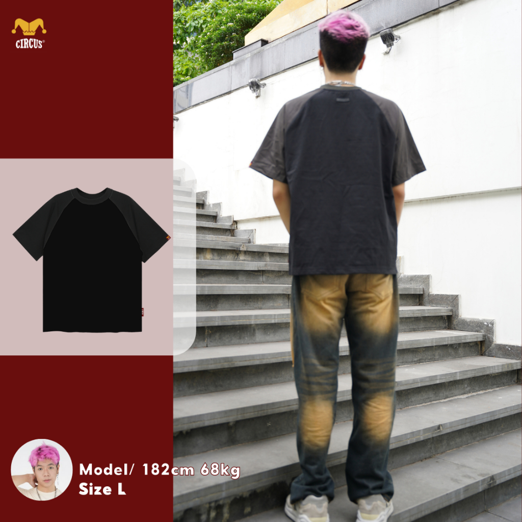 Áo thun Raglan trơn form boxy unisex oversize Local Brand Circus 100% Cotton - Mã Basic R00